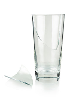 Broken glass glass on a white background.
