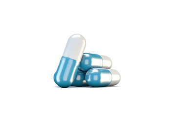 3D Rendering of Medicine Concept Capsule Pill and Tablet on White