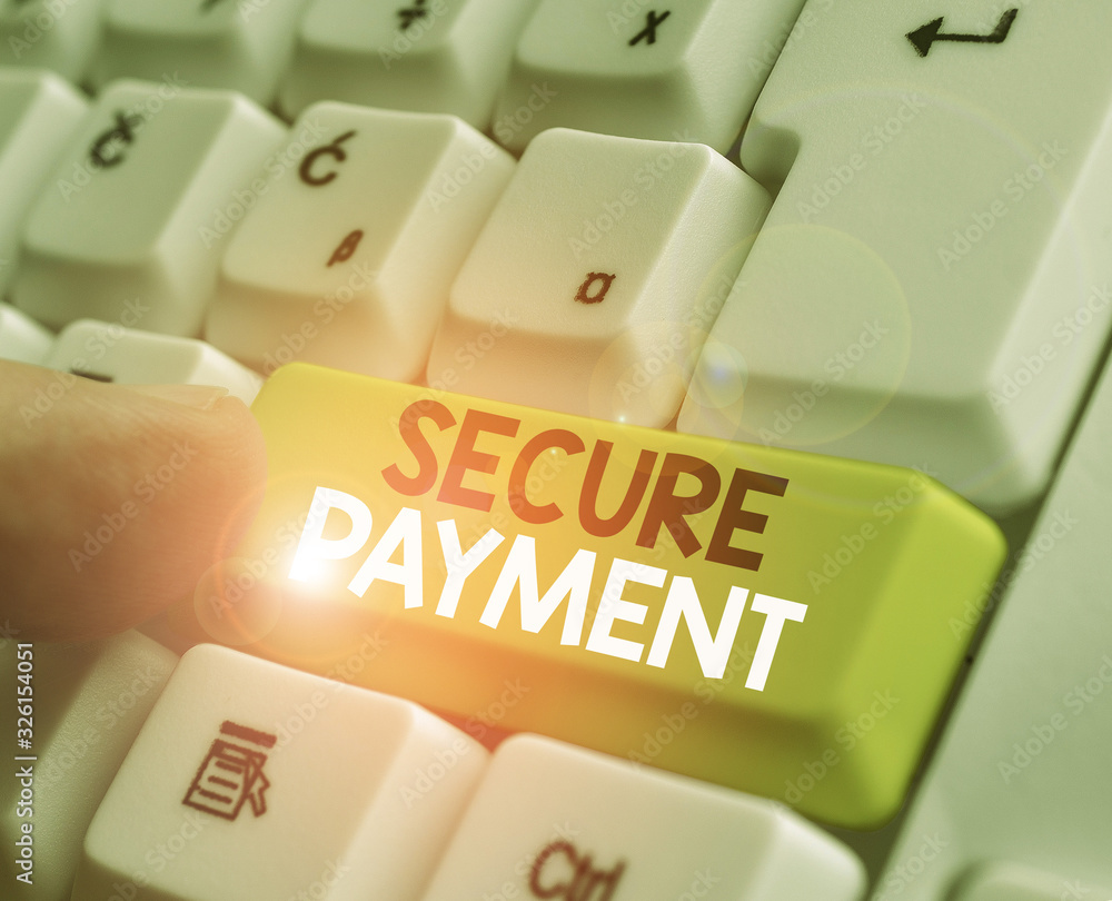 Poster conceptual hand writing showing secure payment. concept meaning webpage where credit card numbers ar