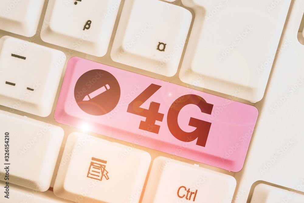 Poster conceptual hand writing showing 4g. concept meaning mobile communication standard wireless internet 