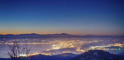Rijeka with sunset from Medvedjak peak Croatia