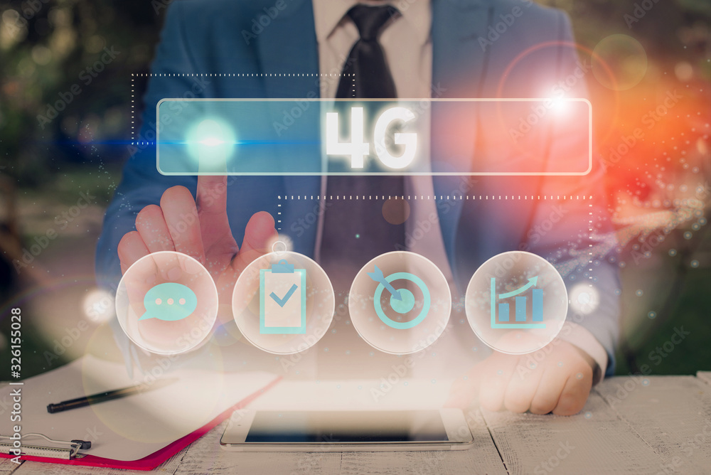 Poster writing note showing 4g. business concept for mobile communication standard wireless internet access