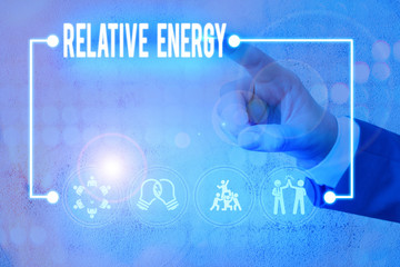 Writing note showing Relative Energy. Business concept for quantitative property that must be...