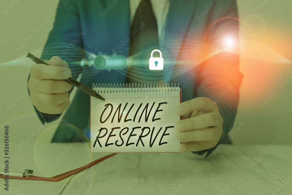 Poster handwriting text writing online reserve. conceptual photo enables customers to check availability an