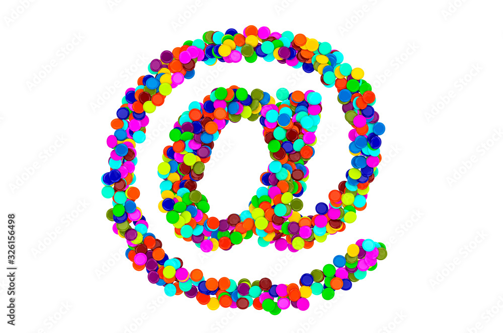 Fototapete e-mail symbol from confetti. 3d rendering