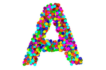 Letter A from confetti. 3D rendering