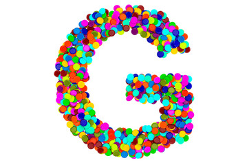 Letter G from confetti. 3D rendering