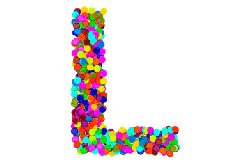 Letter L from confetti. 3D rendering