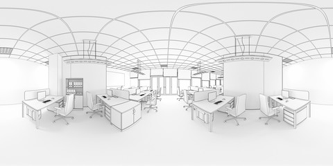 spherical panorama of the interior, 3D illustration