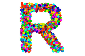 Letter R from confetti. 3D rendering