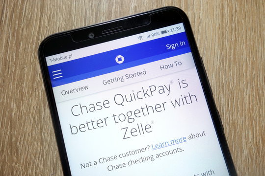 KONSKIE, POLAND - January 11, 2019: Chase QuickPay website displayed on smartphone