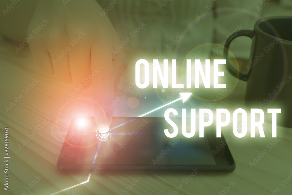 Aufkleber text sign showing online support. business photo text electronic usually webbased version of custome