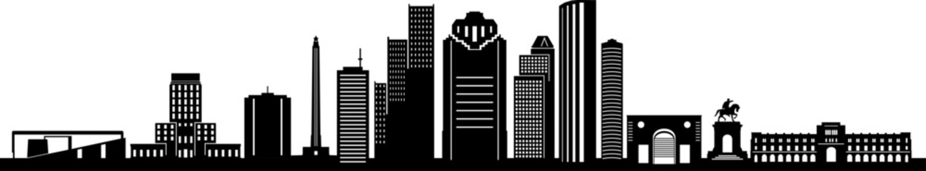 Houston Skyline City Outline Skyline Silhouette Vector Illustration - 326159402