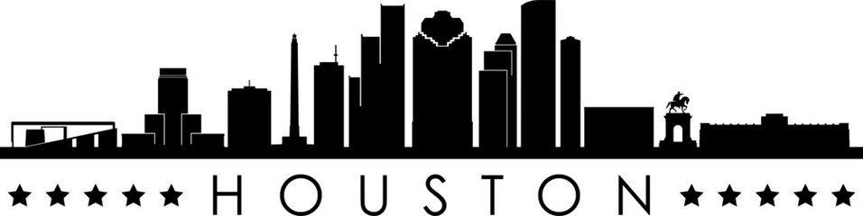 Houston Skyline City Outline Skyline Silhouette Vector Illustration