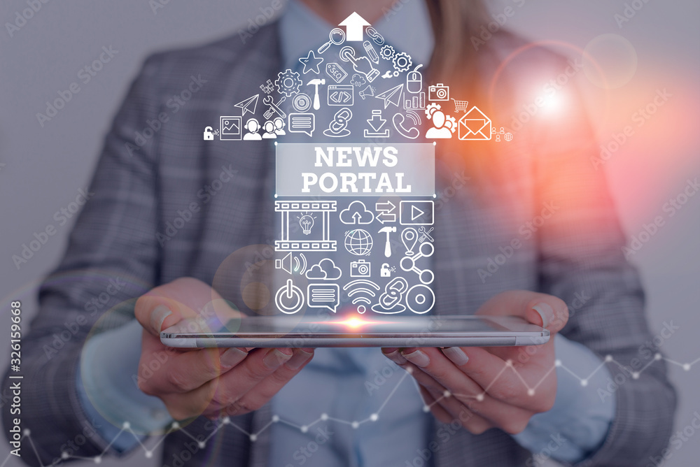Poster conceptual hand writing showing news portal. concept meaning designed website that brings informatio