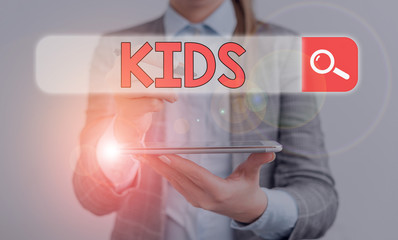 Writing note showing Kids. Business concept for a young huanalysis being below the age of puberty...