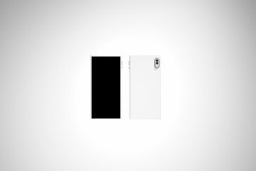  mockup, front view of two smartphone with white background ready to use as a banner including your texts and images