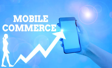 Word writing text Mobile Commerce. Business photo showcasing all online commercial transactions...