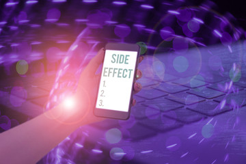 Conceptual hand writing showing Side Effect. Concept meaning typically undesirable effect of a drug...