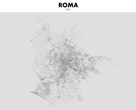 Blueprint of Roma city in Italy, One Color Map, color change, Artprint