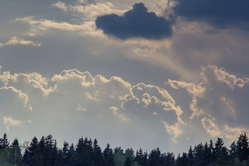 Obraz premium Dramatic cloudy sky. Fluffy clouds.