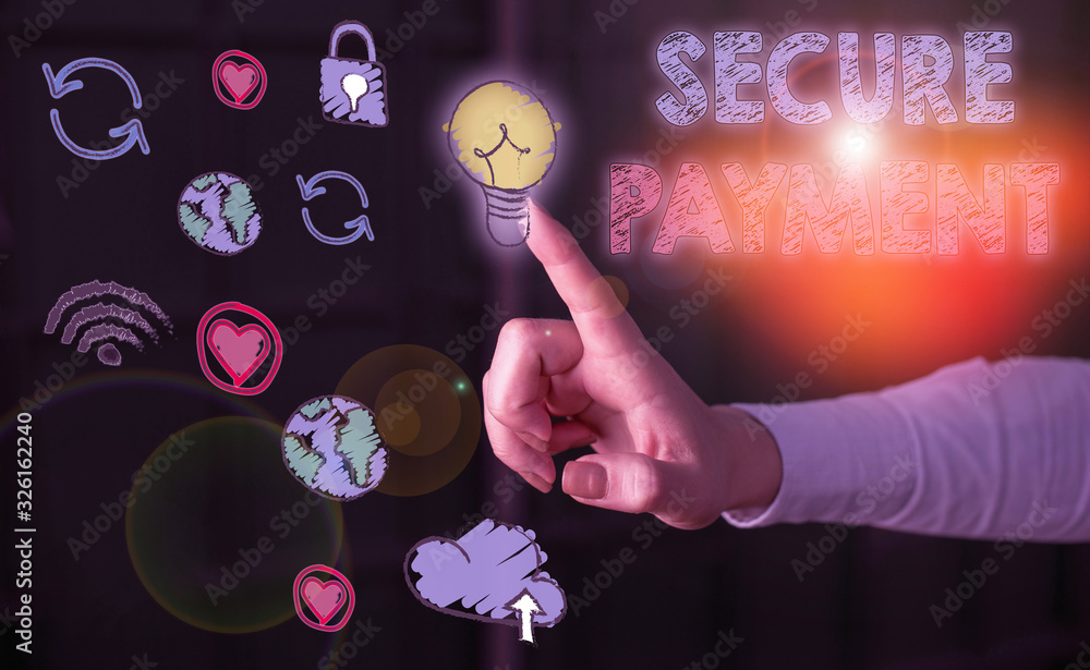 Poster handwriting text secure payment. conceptual photo webpage where credit card numbers are entered is s