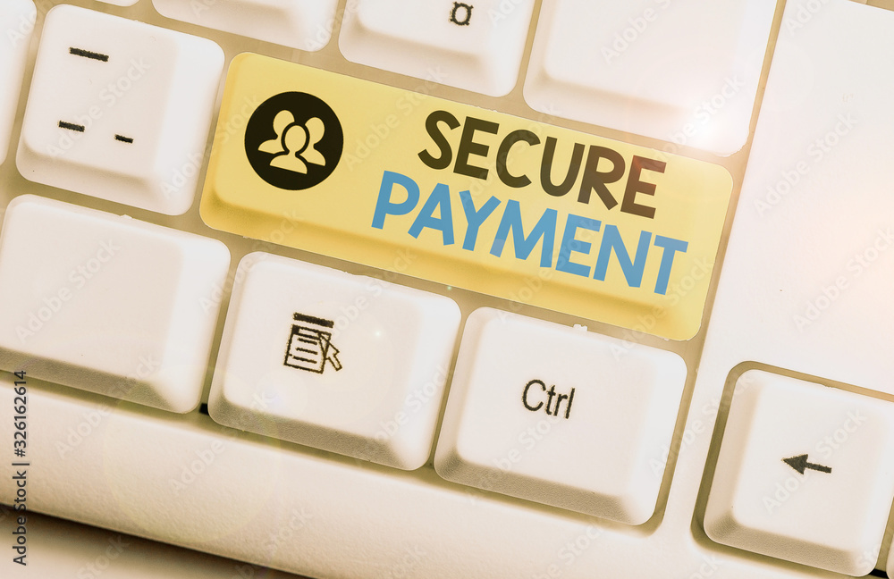 Poster word writing text secure payment. business photo showcasing webpage where credit card numbers are en