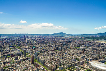台北１０１から見える台北の街並みと青空