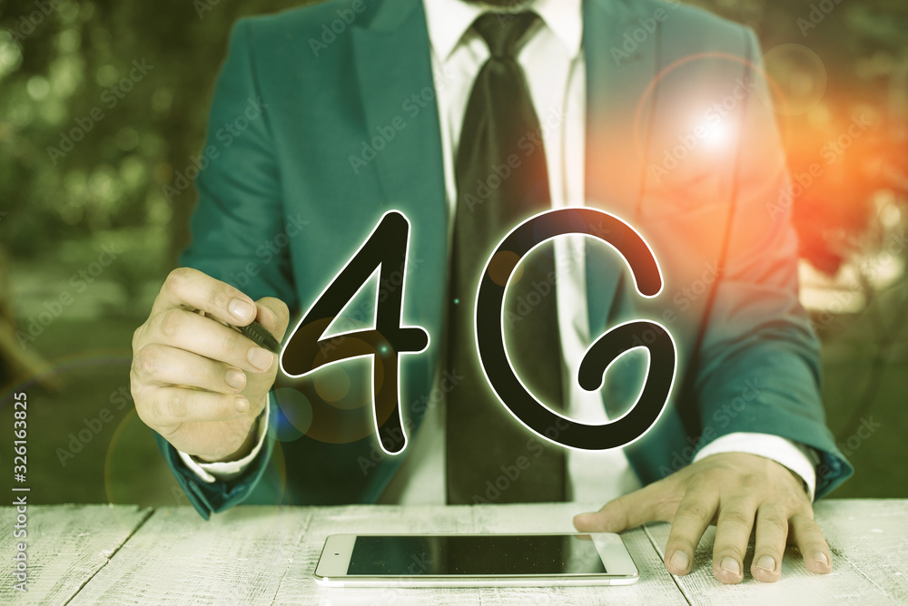 Poster handwriting text writing 4g. conceptual photo mobile communication standard wireless internet access