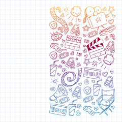 Cinema pattern with vector icons. Movie,