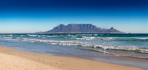 Panoramic ocean view on Table Mountain, Cape Town, South Africa from Blouberg  (high resolution)