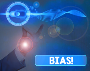 Word writing text Bias. Business photo showcasing inclination or prejudice for or against one...