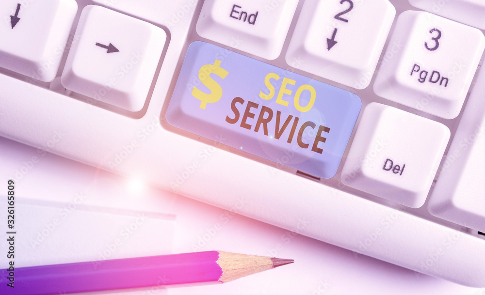 Poster text sign showing seo service. business photo text suite of techniques and procedures to surge websi