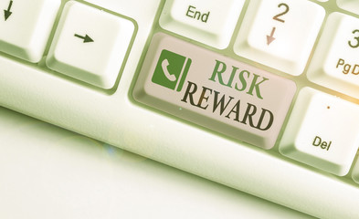 Word writing text Risk Reward. Business photo showcasing assess the profit potential of a trade...