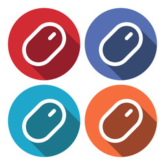 Flat long shadow icon of mouse