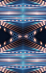 Fototapeta premium Abstract modern dark background. Dark empty scene with rays and spotlights. Night abstract blue background with warm light. Neon light, reflection.