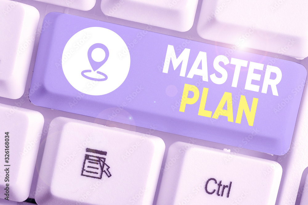 Aufkleber text sign showing master plan. business photo text dynamic longterm planning document comprehensive 