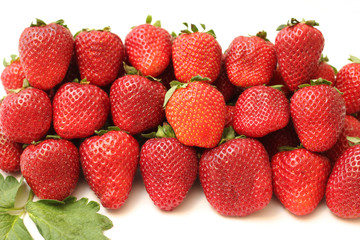 fresh strawberries on white background