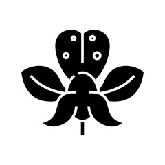 Blossoming flower black icon, concept illustration, vector flat symbol, glyph sign.