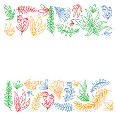 Fototapeta na wymiar Hand vector drawn floral, leaves elements. Pattern for logo, greeting card, wedding design.