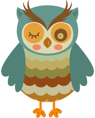 Cute vintage owl of standing