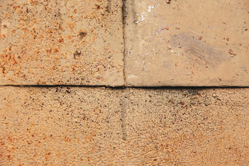 Rusty metal wall, old sheet of iron covered with rust with paint background texture