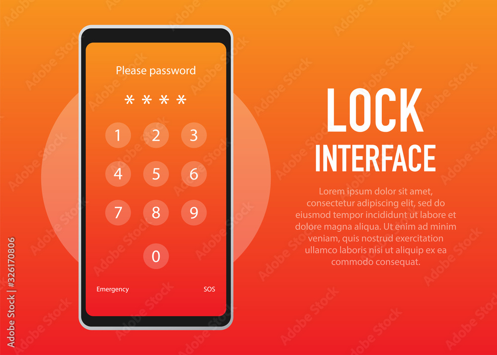 Poster screen lock. pinterface for lock screen or enter password pages. vector illustration.