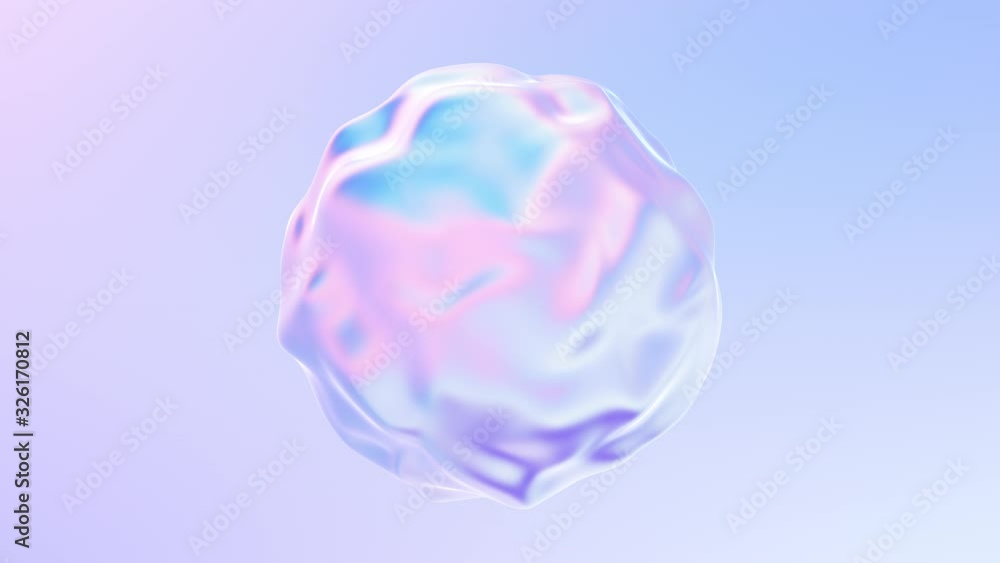 Poster 4K 3D animation of abstract holographic morphing liquid shape. Fluid metal animated background. 4K seamless looped 3D video with alpha matte. 3D rendering.