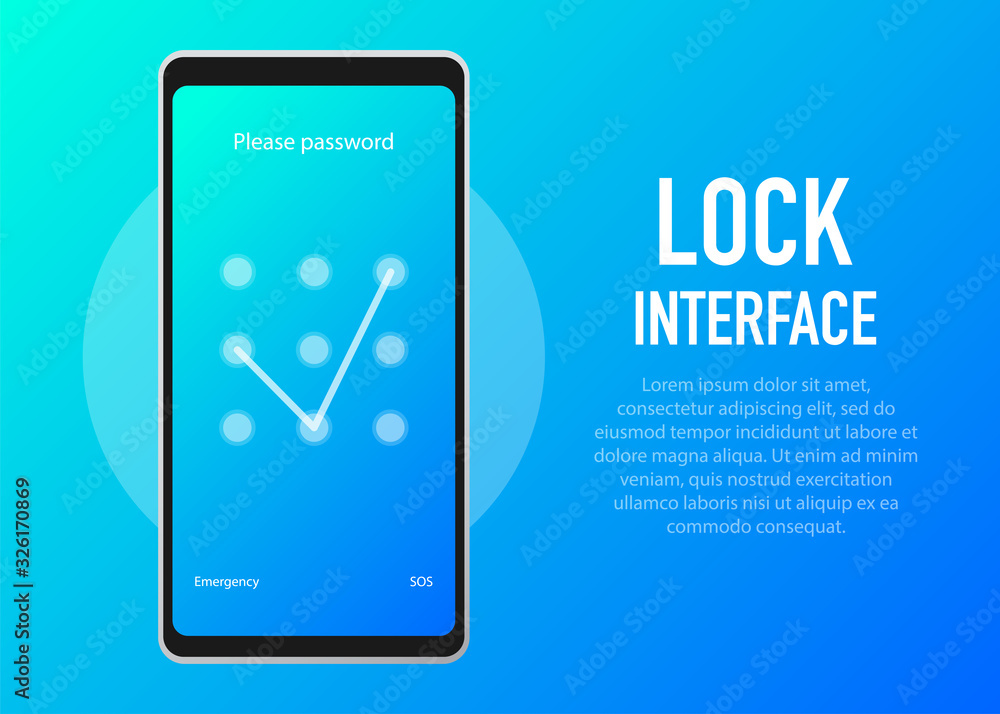 Poster screen lock. pinterface for lock screen or enter password pages. vector illustration.