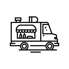 Food trucks line icon, concept sign, outline vector illustration, linear symbol.
