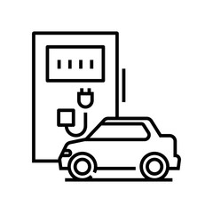 Electro car line icon, concept sign, outline vector illustration, linear symbol.