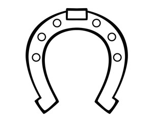 Horseshoe symbol of good luck - vector linear picture for coloring. Outline. Horseshoe is a talisman of abundance and good luck. Horseshoe for good luck.
