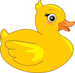 Cute smiling duckling isolated on white