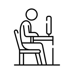 Freelancer at work line icon, concept sign, outline vector illustration, linear symbol.